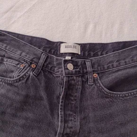 Agolde Parker Shorts 29 Washed Black Fray Rigid Denim Distressed Short Cutoffs - Picture 8 of 10